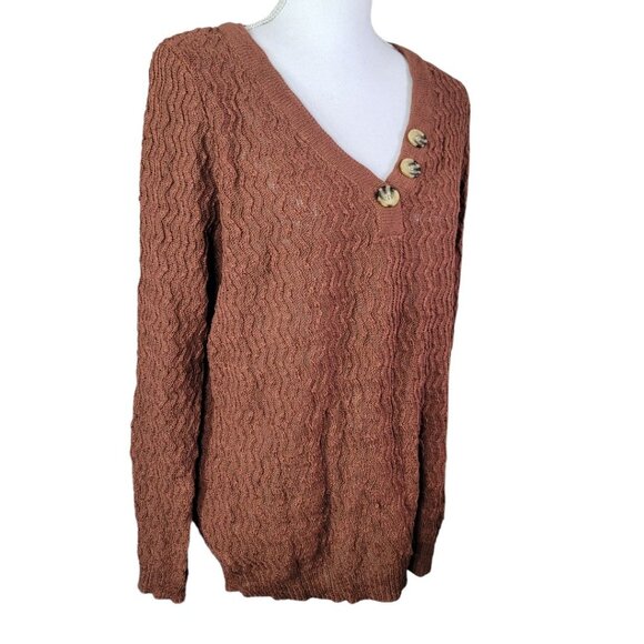 Maurices Cardigan Sweater Brown Buttons Womans Large Knit Layering Office - Picture 10 of 10